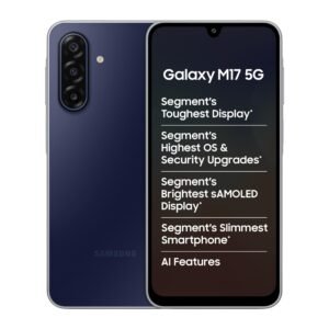 Samsung Galaxy M17 5G Mobile (Sapphire Black, 6GB RAM, 128GB Storage) | 50MP OIS Triple Camera | Super AMOLED Display | Gorilla Glass Victus | 6 Gen OS Upgrades | Knox Security | AI