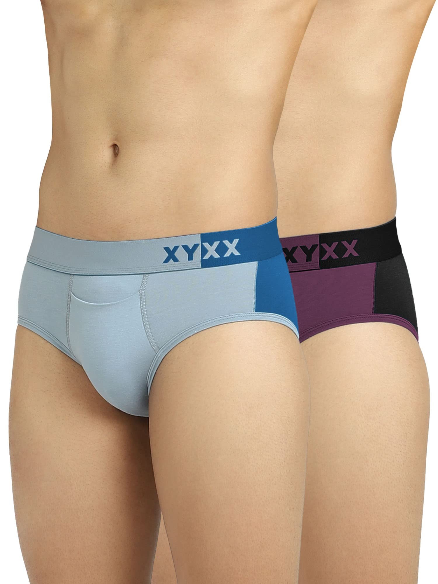 XYXX Men’s Dualist Micromodal Regular Fit Colorblock Antimicrobial Briefs with No Marks Waistband (Pack of 2)