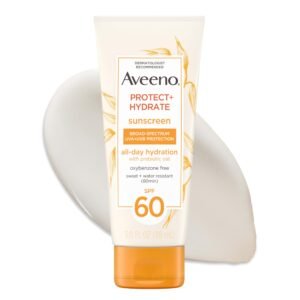 Aveeno Protect + Hydrate Moisturizing Body Sunscreen Lotion With Broad Spectrum Spf 60 & Prebiotic Oat, Weightless & Refreshing Feel, Paraben-free, Oil-free, Oxybenzone-free, 3.0 ounces