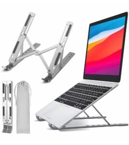 ivoler Tabletop Laptop Stand, Adjustable Aluminum Laptop Computer Stand Tablet Stand,Ergonomic Foldable Portable Desktop Holder Compatible For MacBook Air Pro, Dell XPS, HP, Lenovo More 10-15.6 White