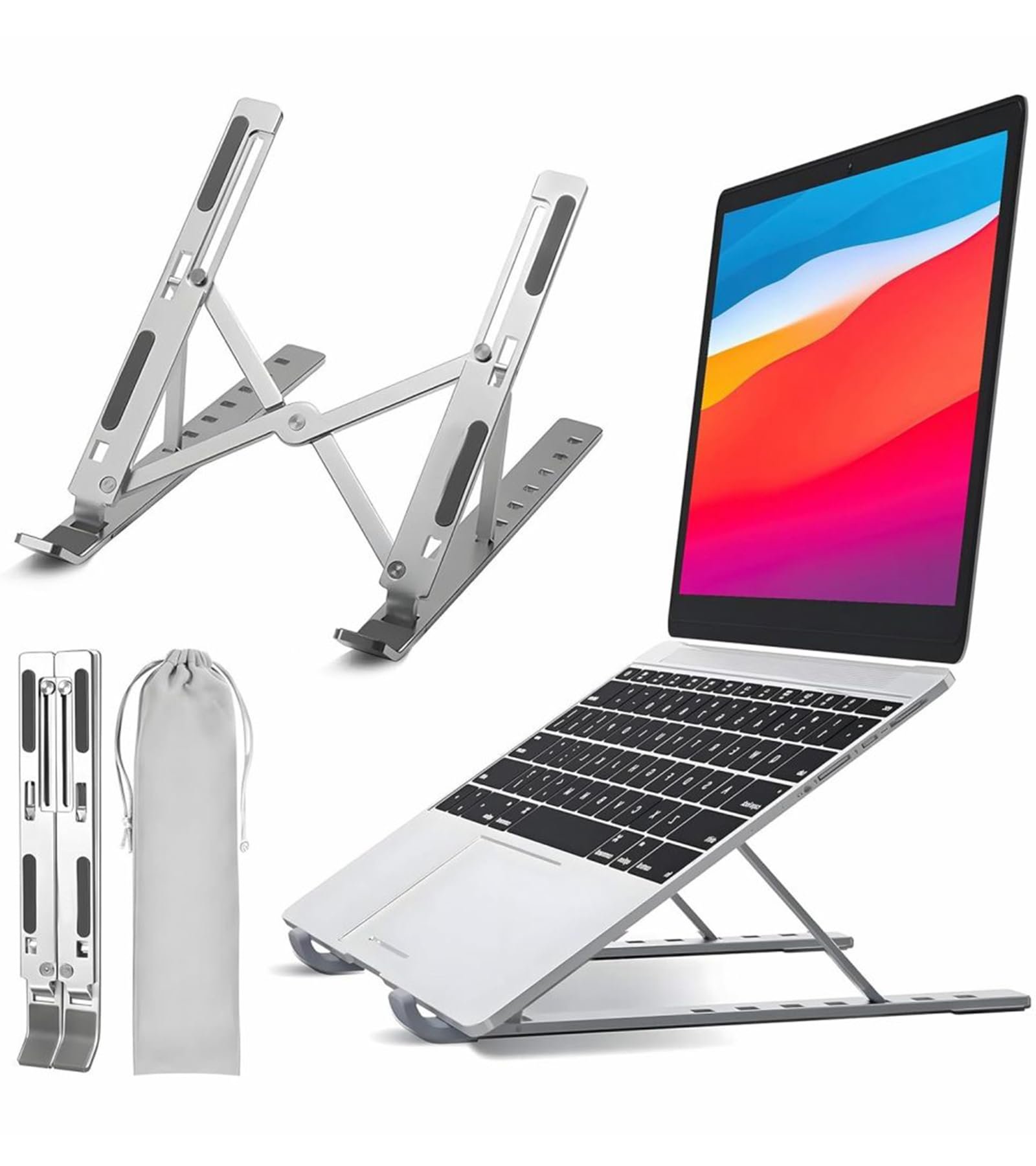 ivoler Tabletop Laptop Stand, Adjustable Aluminum Laptop Computer Stand Tablet Stand,Ergonomic Foldable Portable Desktop Holder Compatible For MacBook Air Pro, Dell XPS, HP, Lenovo More 10-15.6 White