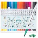 Ohuhu Brush Pen 36 Colors Water-based Fineliner & Brush – Maui – White