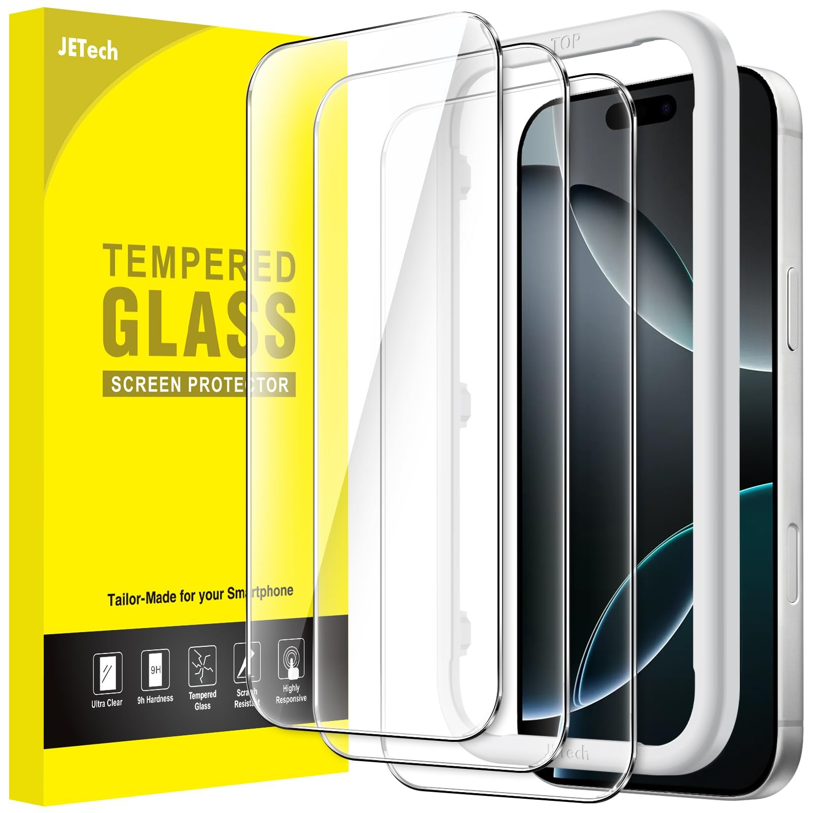 JETech Screen Protector Guard for iPhone 16 Pro, 3-Pack