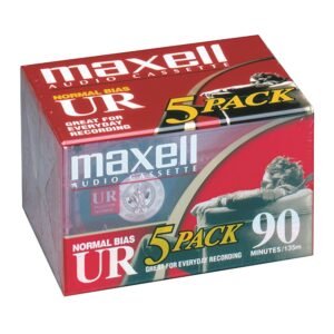 Maxell 108562 UR-90 5PK Normal Bias Audio Cassettes 90 Minute With Cases 5 Pack