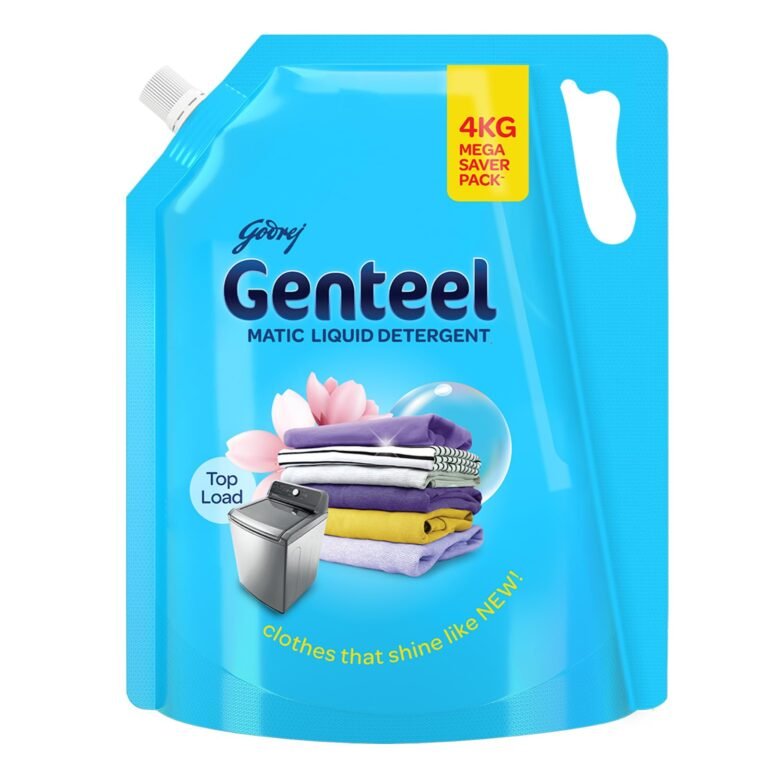 Genteel Matic Liquid Detergent Refill Pouch for Top load Washing – 4kg | No Soda Formula | with Added Fabric Conditioner