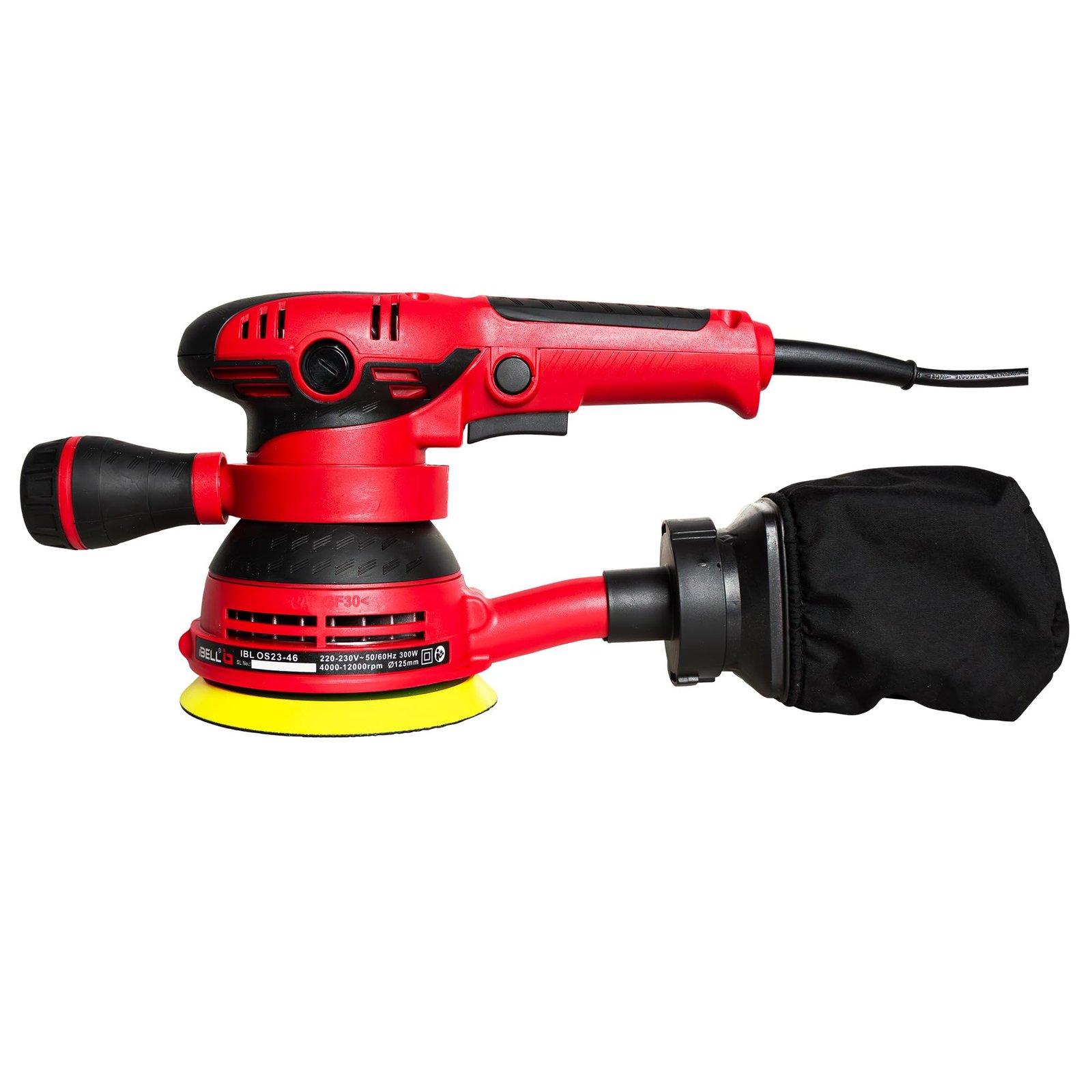 IBELL Random Orbital Sander OS23-46, 300W, Copper Armature, Disc dia 125mm, 12000RPM with Variable Speed Control and Dust Collection – Corded Electric