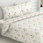 haus & kinder Bedsheet for Double Bed King Size, 108X108 Inches King Size Bed Sheet Cotton 186 TC Bedsheets with 2 Pillow Covers- Rose Serenity