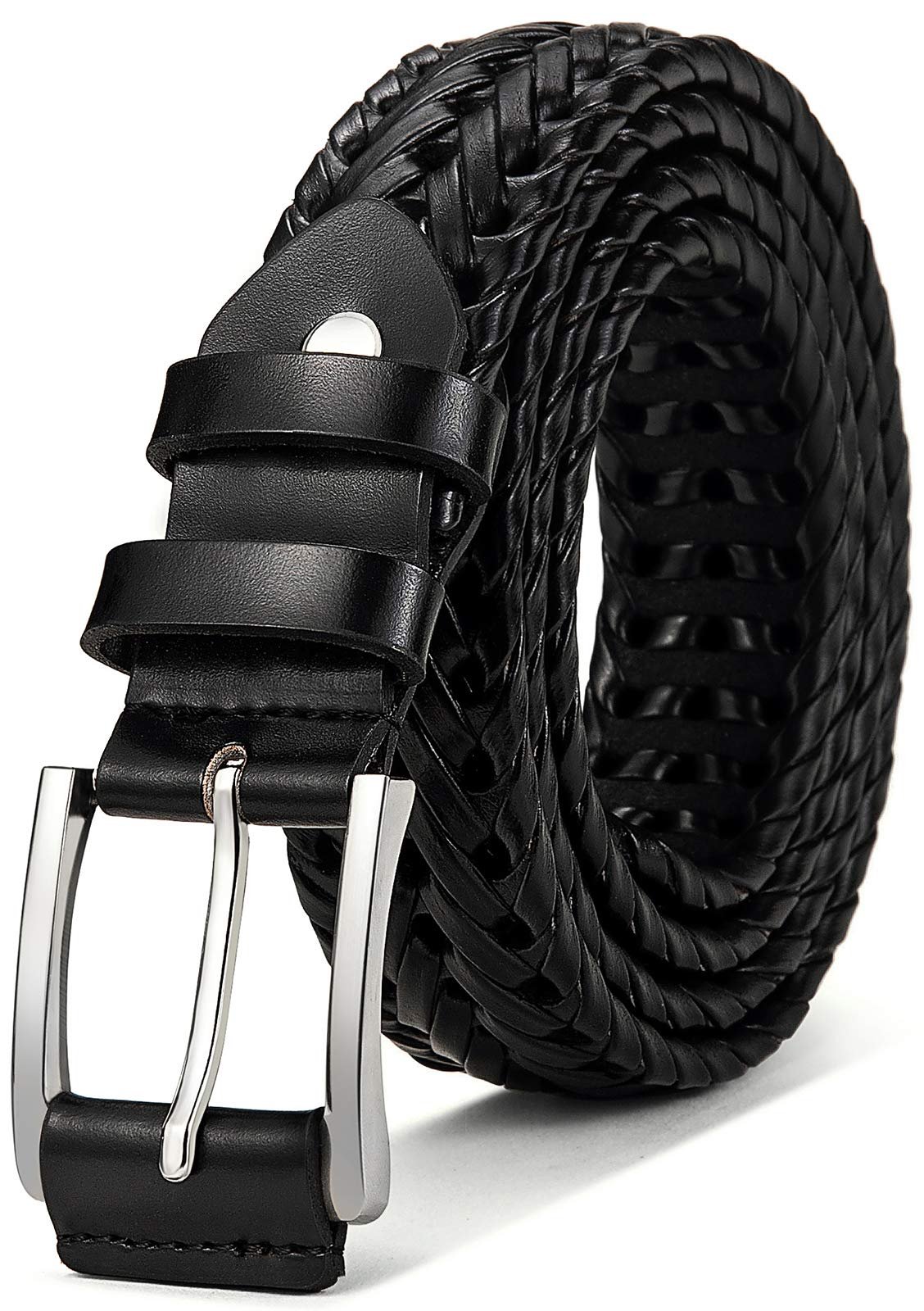 Stretch Belt Men,Bulliant Mens Woven Stretch Braided Belt 1 3/8