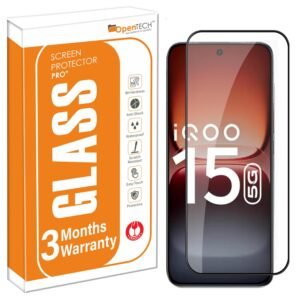 OpenTech® Military-Grade Tempered Glass Screen Protector For IQOO 15 (6.85 Inches) with Edge to Edge Coverage – Case Friendly, Anti-scratch and Bubble free installation kit