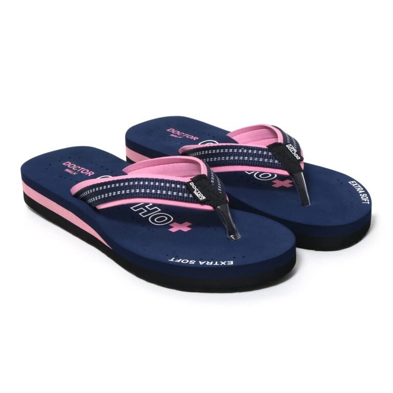 Doctor Walk Soft Comfort Flip Flops, Black and Red, Cushioned Thong Sandals Slipper for Women’s