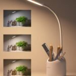 WEIRD WOLF Plastic Study Lamp with 3 Colour Modes & Adjustable Brightness Levels Table Lamp for Study Room with Gooseneck, Pen & Mobile Holder Rechargeable 1200mAh Battery 6 Month Warranty,White, LED