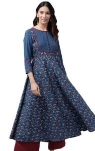 Yash Gallery Women’s Cotton Relaxed Fit Anarkali Kurta
