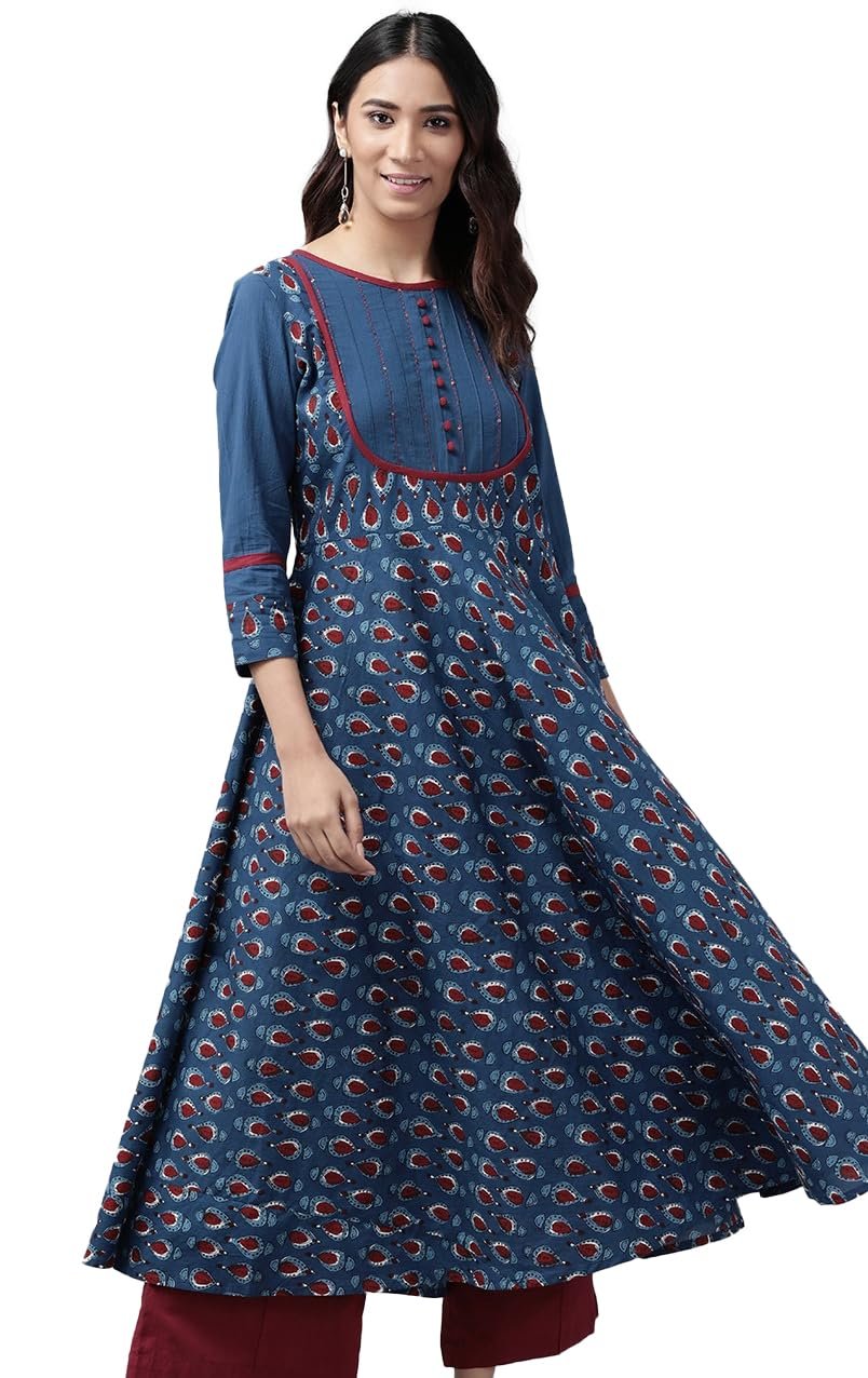 Yash Gallery Women’s Cotton Relaxed Fit Anarkali Kurta