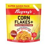 Bagrry’s Corn Flakes+ Original & Healthier 1.2kg | Added Fibre | Crunchy Breakfast Cereal | Delicious Golden Corn | Low Fat & Low in Glycaemic Index | Source of Protein | Toasted & Crunchy Corn Flakes | No Added Preservatives | No Artificial Ingredients