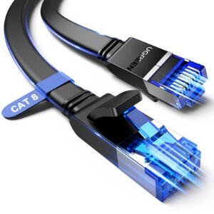 UGREEN Cat 8 Ethernet Cable 15ft Flat 40Gbps 2000MHz Network Cord Shielded Cat8 RJ45 LAN Cable Internet Cable Compatible with PS5 PS4 Xbox One Router Modem NAS, 15FT