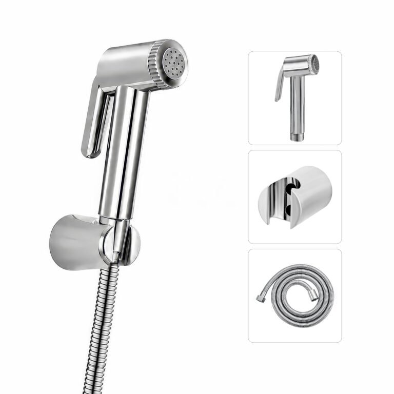 Amazon Basics Health Faucet Set – Premium ABS Plastic Jet Spray Gun with SS Pipe for Toilet | Bathroom Bidet Sprayer Kit, Pack of 1