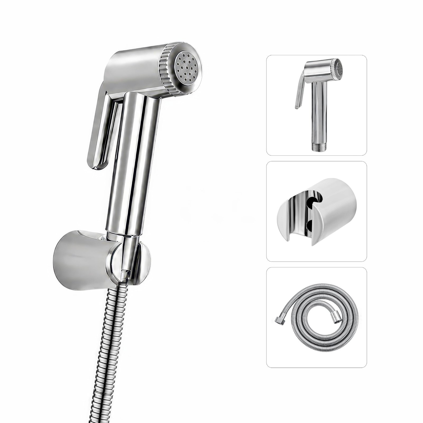 Amazon Basics Health Faucet Set – Premium ABS Plastic Jet Spray Gun with SS Pipe for Toilet | Bathroom Bidet Sprayer Kit, Pack of 1