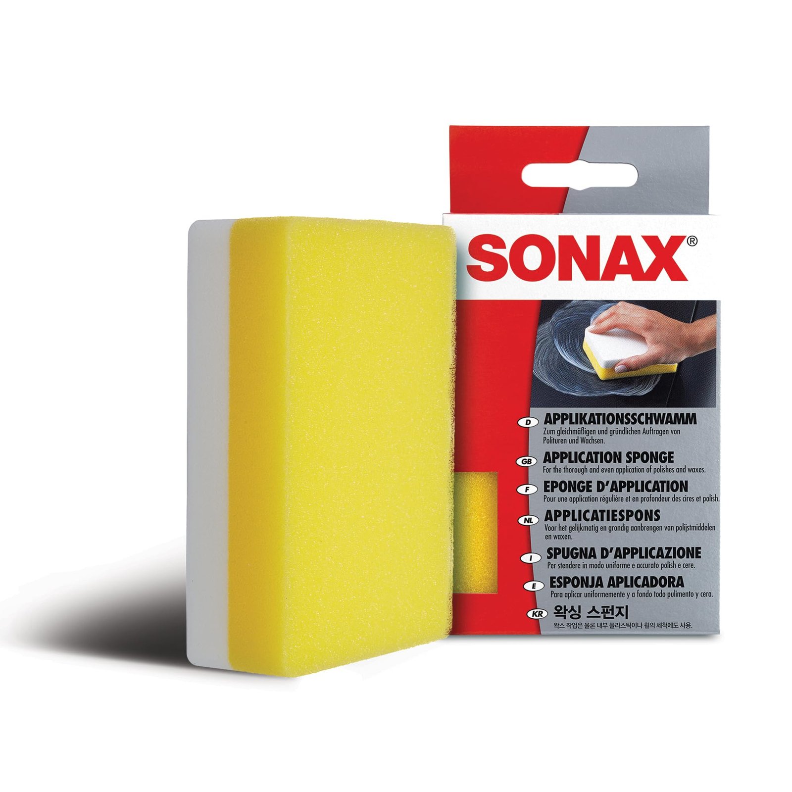 SONAX Application Sponge | Dual Layer Foam Applicator for Car Polish, Wax & Sealant | Grip Design | Multi-Surface Use for Paint, Tyres, Trim, Plastic, Interior Care | Professional Detailing | 417300