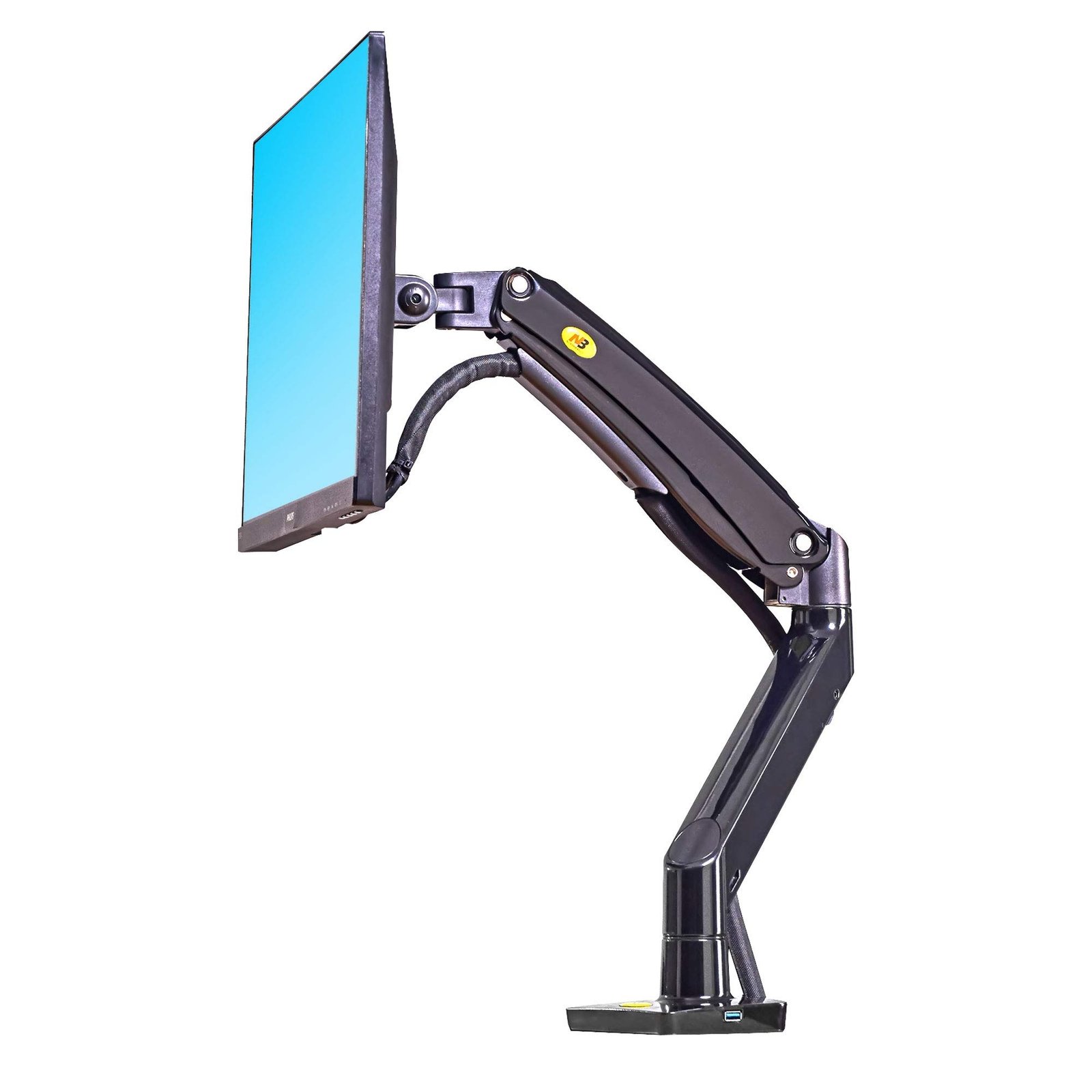 NBAVMount Double Extension Gas-strut Flexi Computer Monitor/TV Mount with 2-USB Hubs for 22-35 LED LCD Flat Panel Screens from 6.6 to 19.8 lbs (Black)