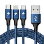 Marchpower VAR-NI 3 in 1 Charging Cable Nylon Braided Multiple USB Fast Charging Cable, Compatible For All Smartphone, Iphones And Android, iOS and Type C Devices (1 M).