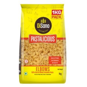 DiSano Elbow Pasta 1kg, Healthy Pasta, Made with Durum Wheat Semolina, Suji, No Maida, Source of Protein & Fibre, Non-Sticky