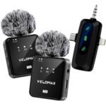 VELOMAX Wireless Mic for YouTube, Smartphone & Camera, 164FT Range, 3-in-1 Noise-Cancelling Wireless Microphone for Vlogging, Interviews & Video Recording