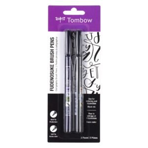 Tombow Fudenosuke Brush Pen 2 Pens Set with Soft and Hard Tip for Calligraphy