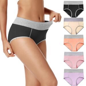 POKARLA Women’s High Waist Cotton Underwear Soft Hipster Briefs Full Size