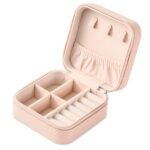 Neveika Portable Travel Mini Jewelry Box Leather Jewellery Ring Organizer Case Storage Gift Box Girls Women (pink).