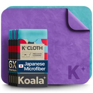 Koala Lens Cleaning Cloth | Japanese Microfiber | Glasses Cleaning Cloths | Eyeglass Lens Cleaner | Cloth Cleaners for Camera Glass Lenses and Screen Cleaning | Blue & Purple (Pack of 6)