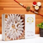 Ghasitaram Gifts Rakhi Gifts for Brother Pure Kaju Katlis Box 200 Gms With OM Rakhi