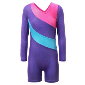 BAOHULU Leotard for Girls Gymnastics Toddler Sparkle Stripes Tank Biketards One Piece