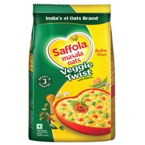 Saffola Masala Oats Veggie Twist | 550g |​ Tasty, Anytime Snack | Ready in 3 mins | Millets Goodness- with Bajra & Jowar | No maida , No added preservatives | Oats helps manage weight