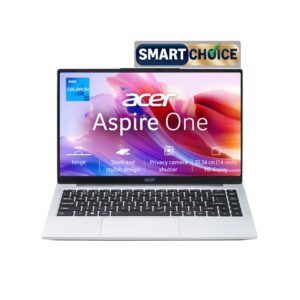 Acer Smartchoice Aspire One, Intel Core Celeron N4500, 8GB LPDDR4 RAM/ 256GB SSD, 14.0″/35.56cm WXGA Display, Intel UHD Graphics, Win 11 Home, Pure Silver, 1.3 Kg, A114-45, Thin and Light Laptop