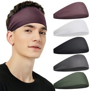Pilamor Sports Headbands for Men 5 Pack,Sweatbands for Men Workout,Running