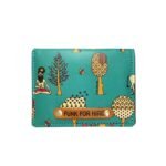 Funk For Hire Teal Graphic Printed Leatherette Card Holder Wallet – Unisex, 6 Card Slots, Coin Pouch, Compact Bifold Design, Lightweight, Made in India