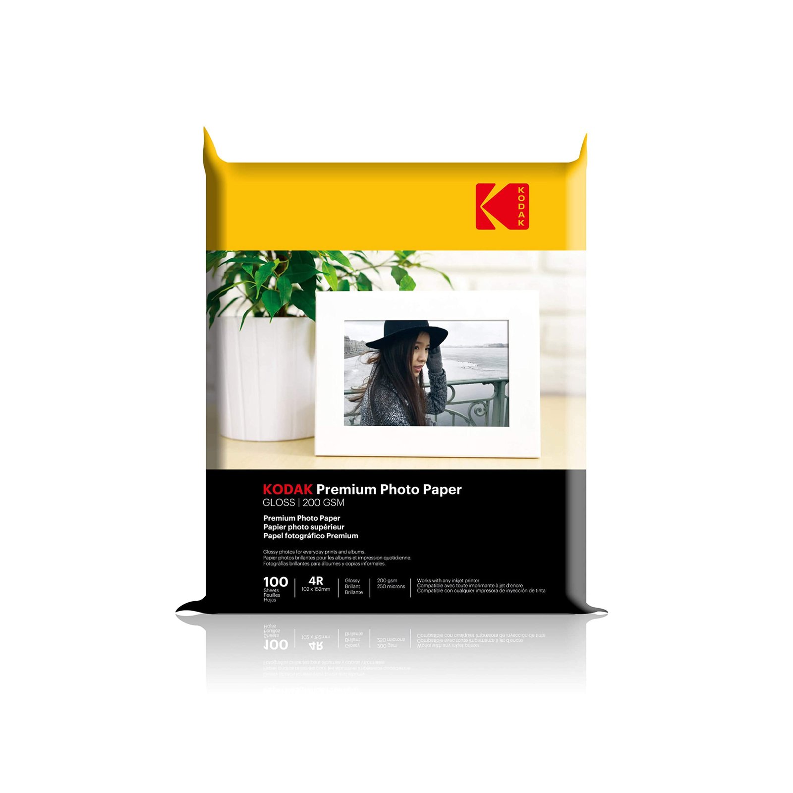 Kodak 200 GSM 4R (4×6) Glossy Photo Paper Water Resistant, Pack of 100 sheets, Compatible with all Inkjet Printers