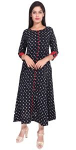 Yash Gallery Women’s Cotton Relaxed Fit Anarkali Plus Size Printed Kurta