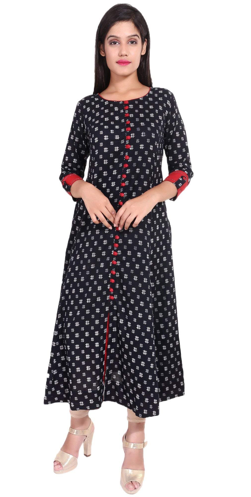 Yash Gallery Women’s Cotton Relaxed Fit Anarkali Plus Size Printed Kurta