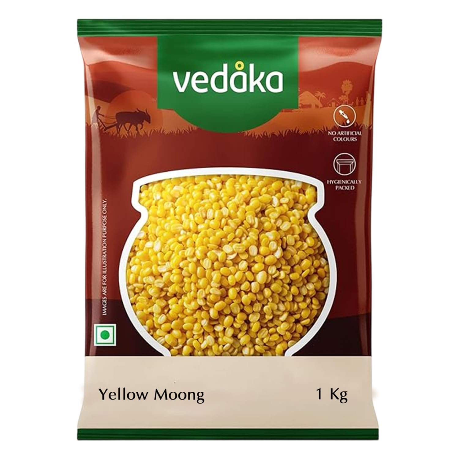 Amazon Brand – Vedaka Unpolished Yellow Moong Dal | 1 Kg | Naturally Rich In Protein & Fiber | No Artificial Flavours & No Preservatives.