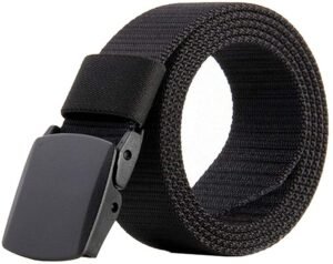 JasGood Nylon Canvas Breathable Quick-Drying Military Tactical Style Adjustable Waist Web Men Belt With Plastic Buckle JA015_Black
