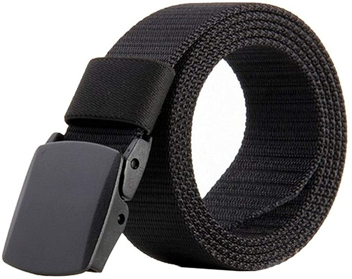 JasGood Nylon Canvas Breathable Quick-Drying Military Tactical Style Adjustable Waist Web Men Belt With Plastic Buckle JA015_Black
