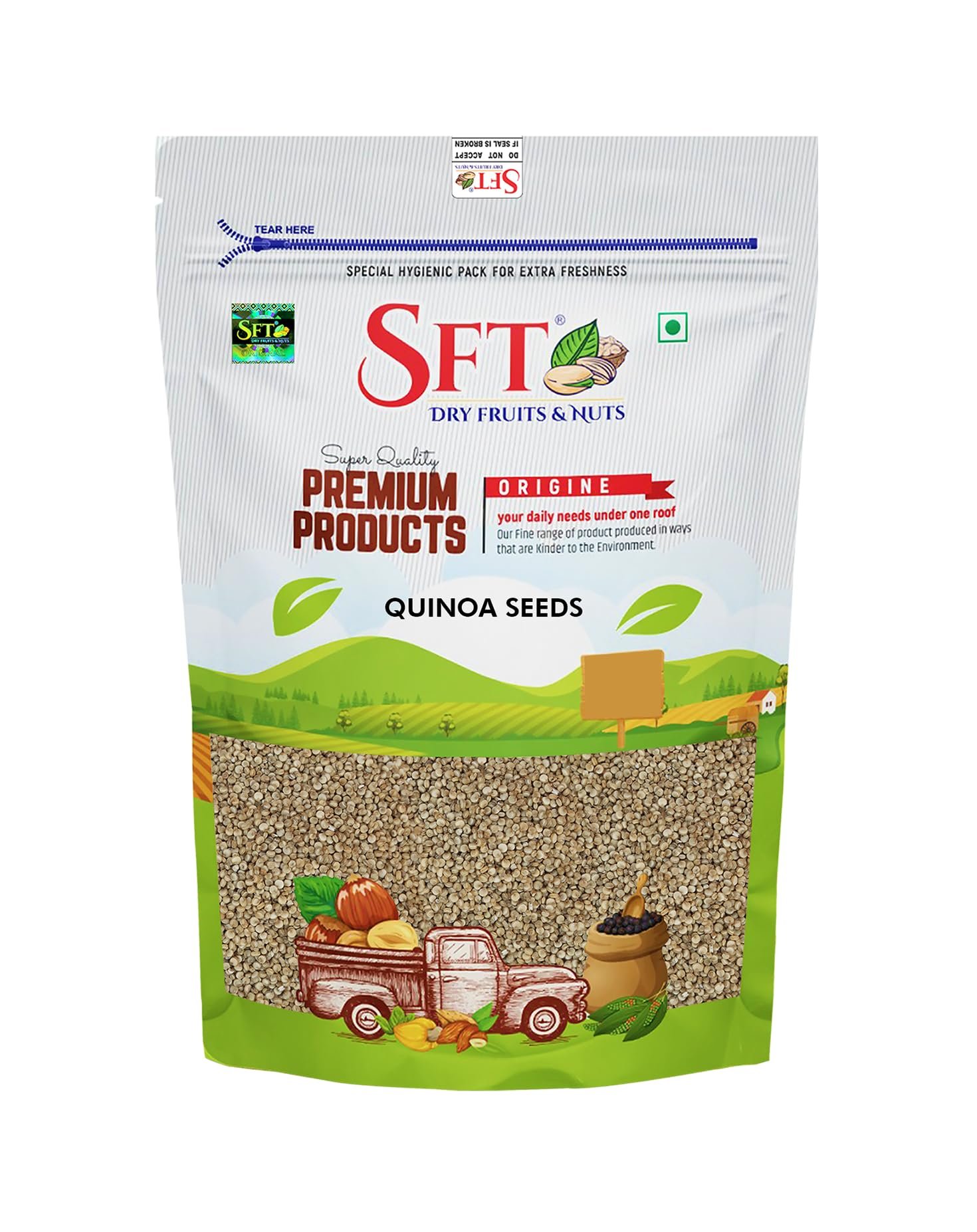 SFT Premium White Quinoa Seeds 1Kg | Gluten-Free | Saponin Free | High Protein & Fiber | Diet Food for Weight Loss | Certified Grain | 100% Wholegrain Breakfast Cereal for Weight Management