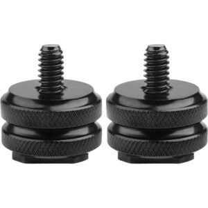 Camera Hot Shoe Mount to 1/4 -20 Tripod Screw Adapter Flash Shoe Mount for DSLR Camera Rig (Pack of 2)