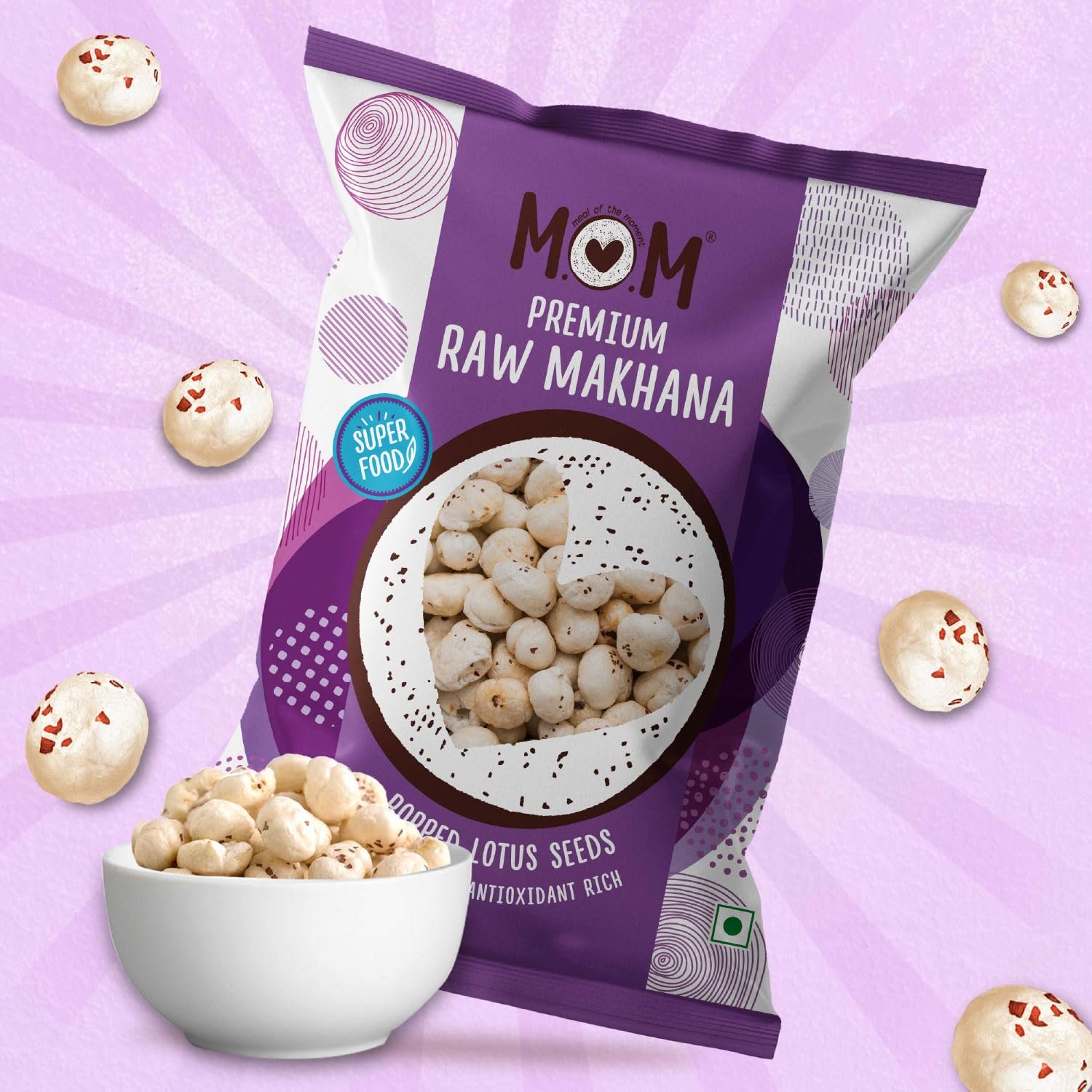 MOM – Meal of the Moment, Roasted Premium Raw Makhana, 100g | No Added Preservatives | Source of Protein | Gluten-Free