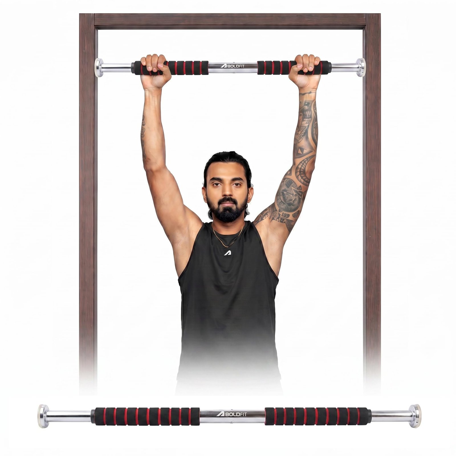 Boldfit Pull up Bar for Home [100 KG] – Gym Equipment for Home Workout | Adjustable Door Way Chin Up Bar for Home Workout for Adults | PullUp Bar for Men & Women | Anti-Skid Grip (62-100 CM)