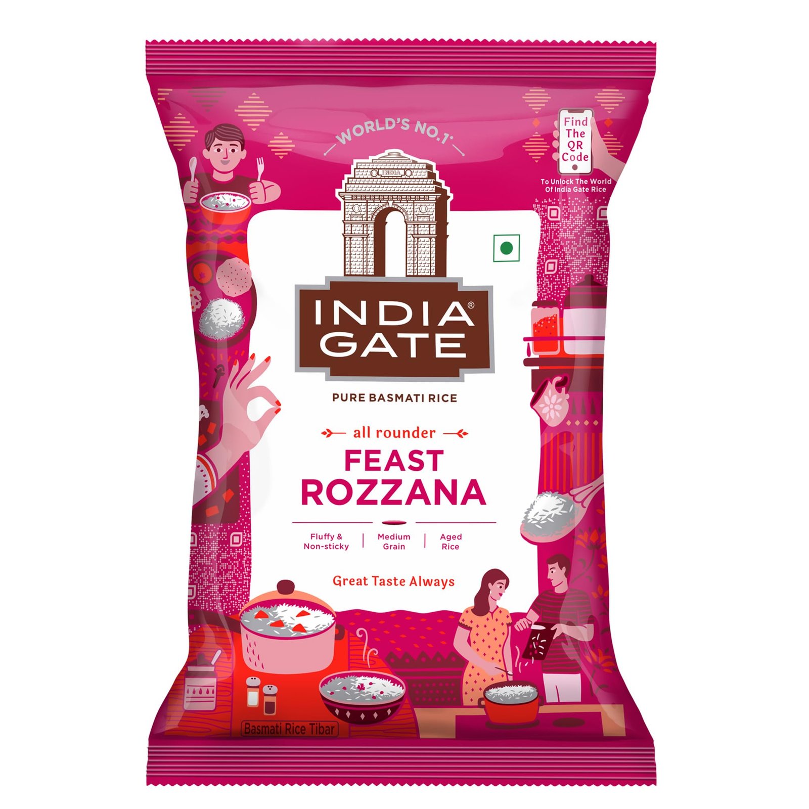 India Gate Rozana Raw and Aged Basmati Rice 1Kg
