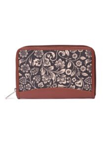 ZOUK Women’s Flomotif Print Handmade Vegan Leather Wallets and Jute Purse for Ladies – Clutch with Indian Print – Wallets for Mobile Phones (Multicolour)