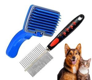 RvPaws 2 in 1 Pet Comb Pack Adjustable Dog/Puppy Brush/Pet Comb for Grooming Cum Massager and Safety from Mites/Lice/Ticks Combo Pack of 2 Comb Large Size