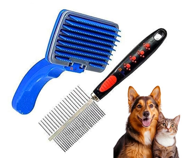 RvPaws 2 in 1 Pet Comb Pack Adjustable Dog/Puppy Brush/Pet Comb for Grooming Cum Massager and Safety from Mites/Lice/Ticks Combo Pack of 2 Comb Large Size